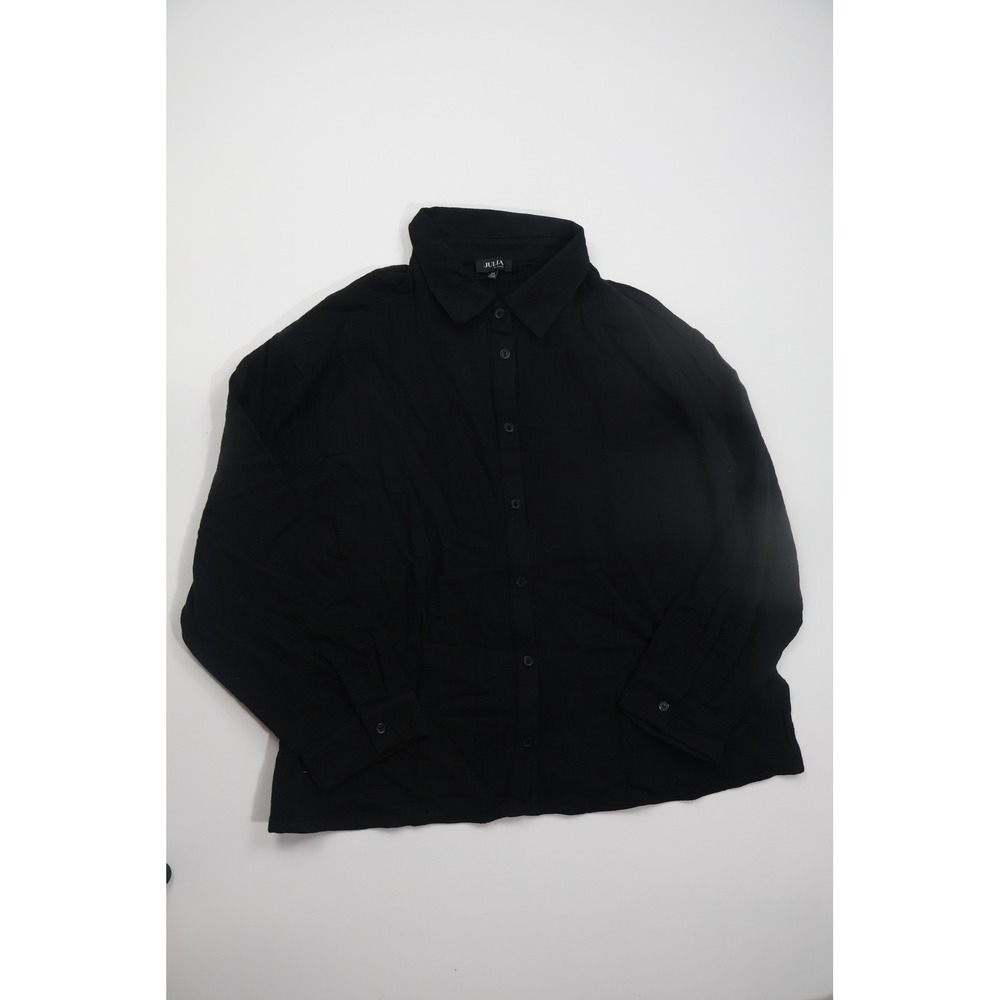 Julia by Love J Button Down Shirt Lace Up Back 2X Black Long Sleeve Office